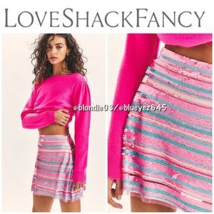 LoveShackFancy Pink and Blue Striped Skirt